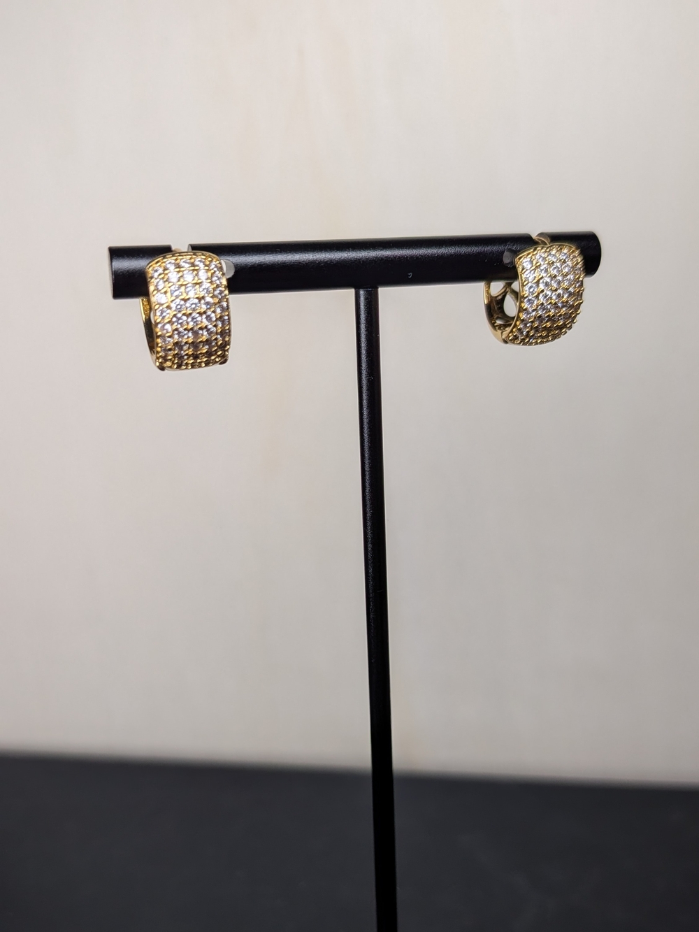 Pavé Cubic Zirconia & 18k Gold Fill Chunky Huggie Hoops